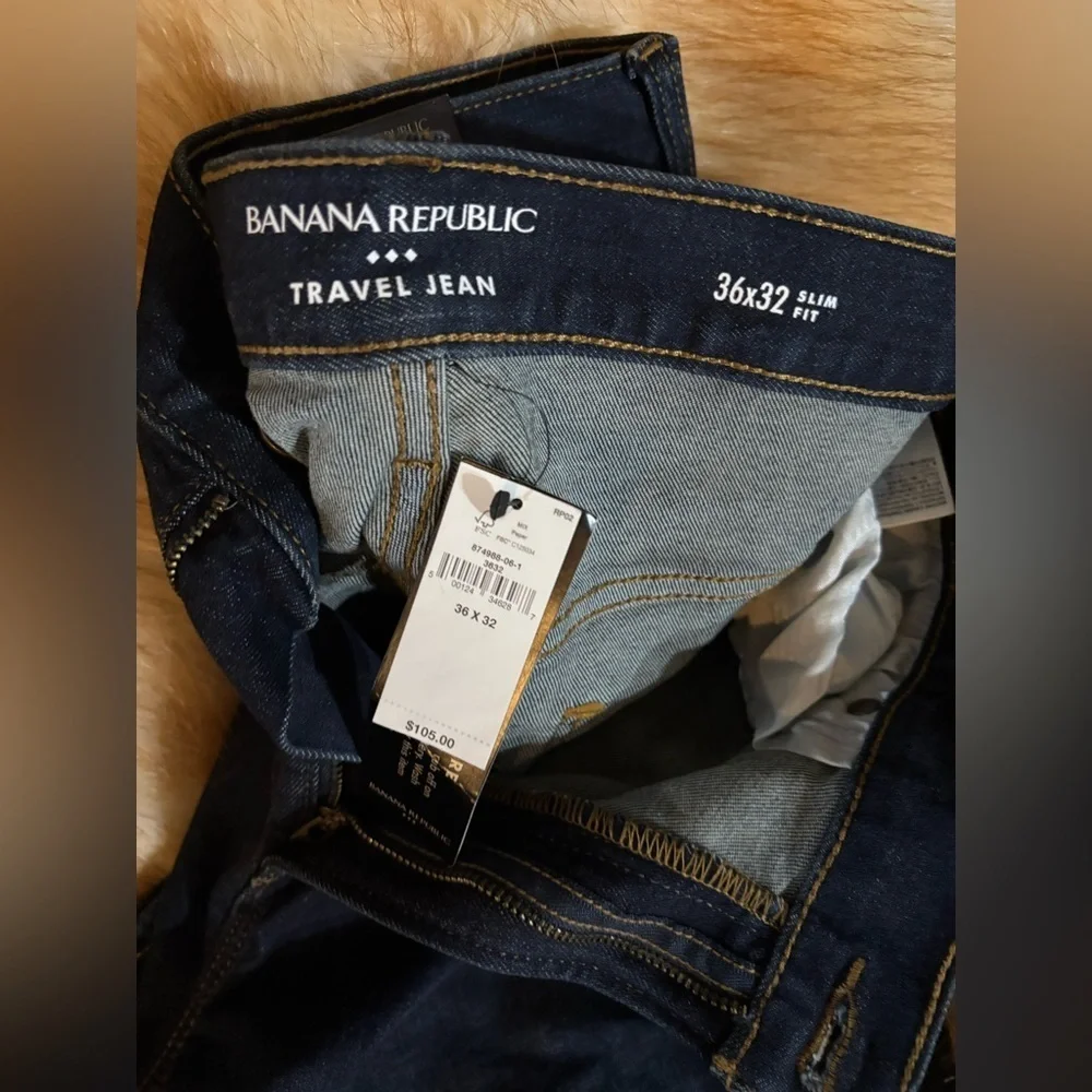 Banana Republic Travel Jeans Slim Fit Mens sz36 waist X 32 cotton stretch dark